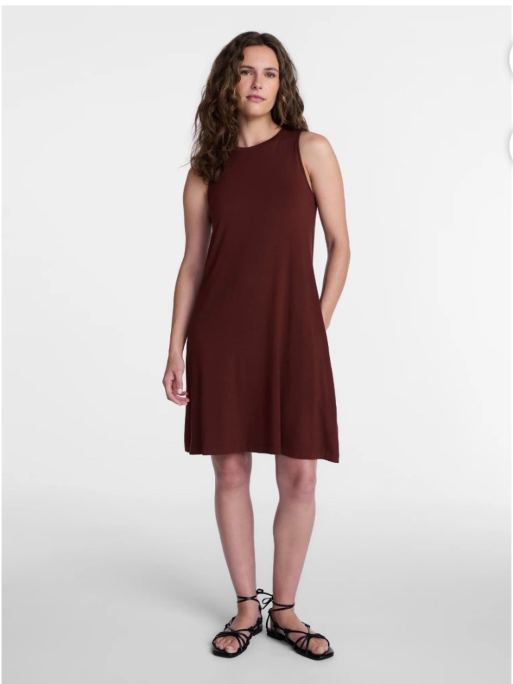 Time and Tru Women’s Brown Trunk Fit N Flare Swing Sleeveless Knit Dress XX… - Picture 4 of 9